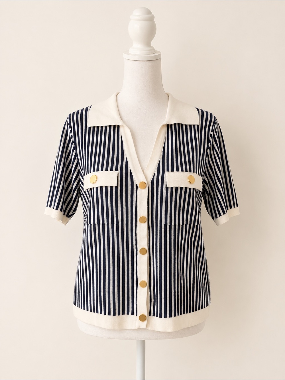 Nautical Prep Snap Polo Cardigan Size M
